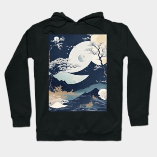 Moon over waves Hoodie